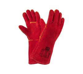 Спилковые краги Фабрика перчаток Трэк Люкс Красные ПЕР-ТР-PW-120 
