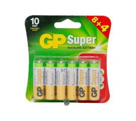 Алкалиновые батарейки GP Super Alkaline 15А АA - 8+4 шт. 15A8/4-2CR12 
