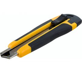 Строительный нож Biber 50118 усиленный, обрезиненный корпус, с прямоугольным фиксатором тов-202805 