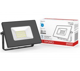 Светодиодный прожектор Gauss Elementary 20W 1320lm IP65 6500К черный ПРОМО 613100320P 