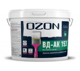 Универсальная акриловая краска OZON ВД-АК 153С прозрачная, 9 л, 11 кг ВД-АК-153С-11 