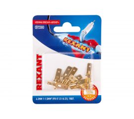 Плоская клемма штекер REXANT 6,3 мм РП-п 1.5-(6.3) L25,5 мм латунь 10 шт 06-0396-A 