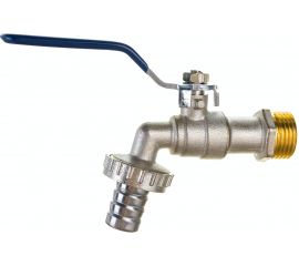 Шаровой кран со штуцером RM 1/2 водоразборный, никелированный, ручка VN-BN12 