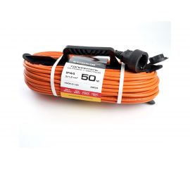 1-местный удлинитель-шнур на рамке STEKKER с заземлением HM05-01-50, 3х1,5мм2, 50м, 16А, Home, оранжевый 39634 