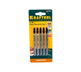 Пилки для электролобзика 5 шт. (Cr-V; обратный рез; EU-хвост.; шаг 2.5 мм, 75 мм) по дереву, фанере, ламинату KRAFTOOL 159516-2.5-S5 