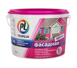 Фасадная влагостойкая краска Profilux ВД PL 112А белая 3 кг Н0000001055 