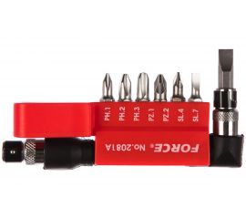 Г-образный комплект бит с отверткой FORCE 1/4 8 предметов 2081A 