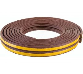 Самоклеящийся уплотнитель для дверей и окон ТДВ Е профиль, 9х4 мм, коричневый 1502009 