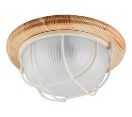 Светильник для бани и сауны FERON НБО 03-60-012 220V 60Вт Е27 IP54 дерево, клен, круг, с решеткой 11570 