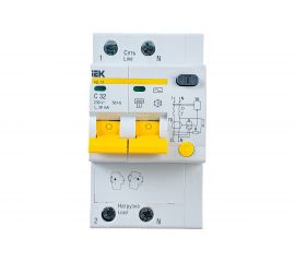 Автоматический выключатель дифференциального тока IEK 2п 3.5мод. C 32A 30mA тип AC 4.5kA АД-12 ИЭК MAD10-2-032-C-030 