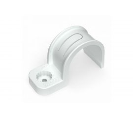 Пластиковая односторонняя крепеж-скоба для прямого монтажа Промрукав белая, в п/э, д 20, 50 шт PR13.0377 