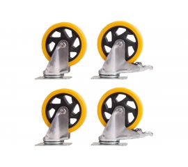 Набор из 4-х поворотных колес – желтый поливинилхлорид PVC диаметром 125 мм MOVERPLAT 125-PVCx4 
