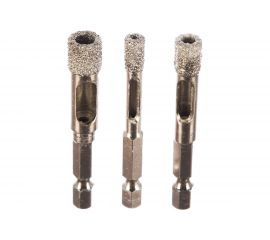 Набор алмазных свёрл универсальных (3 шт; сухое сверление; шестигранный хвостовик; 6, 8, 10 мм) Зубр 29865-H3 