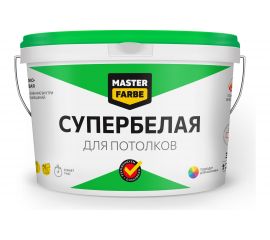 Водно-дисперсионная краска для потолков в сухих помещениях MASTER FARBE (супербелая; 14 кг) 4631159427484 