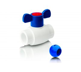 Кран шаровой Blue Ocean бабочка, (шар - пластик ABS) полипропиленовый для ХВС - 20 PPRF/BV/PPR/CW-B(W)-20 