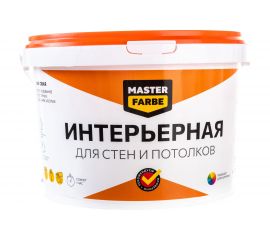 Водно-дисперсионная интерьерная краска для стен и потолков в сухих помещениях MASTER FARBE (белая; 3 кг) 4631159427507 