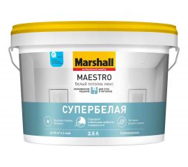 Краска MARSHALL MAESTRO БЕЛЫЙ ПОТОЛОК ЛЮКС для потолков, матовая 2,5л 5183688 
