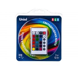 Светодиодная лента Uniel 3M/RGB/1.5M/USB/RC IP20 RUA02C24 блистер ULS-U12 UL-00007534 