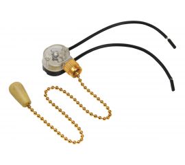 Выключатель для бра REXANT с золотой цепочкой 270 мм и проводами, деревянный наконечник 06-0243-A 