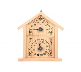 Термометр с гигрометром для бани и сауны Банные штучки Банная станция домик, 23.6х22х2.5 см 18023 