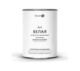 Грунт - эмаль по ржавчине Elcon 3 в 1 матовая, белая, 0.8 кг 00-00462295 
