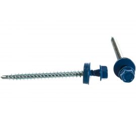 Саморезы Зубр для крепления кровельных материалов к деревянной обрешетки, цвет RAL 5005 синий насыщенный, оцинкованный, 4,8x60мм, 1000шт 4-300310-48-060-5005 
