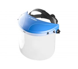 Защитный лицевой щиток Зубр МАСТЕР, пластик оголовье, разборная конструкция, визор из поликарбоната, толщина 2 мм, 400x200 мм, 11085 