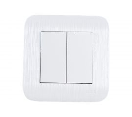 Выключатель LUXAR Deco с/у 2 клавиши, белый с рифленой рамкой, 250В 10А 4606400620211 