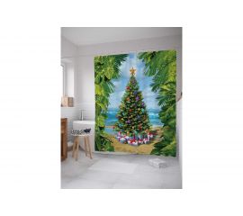 Штора (занавеска) для ванной JoyArty ""Ель на берегу моря"" из сатена, 180х200 см с крючками, sc_20056 