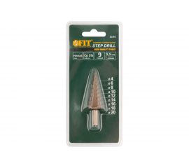 Сверло ступенчатое по металлу HSS Co (4-20 мм; 9 ступеней) FIT 36392 