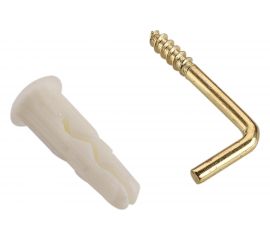 Дюбель ЕВРОПАРТНЕР MULTI 8 + крюк-шуруп, L-образный, d4,9 х L50, латунный, 8 шт. RB2 0167 