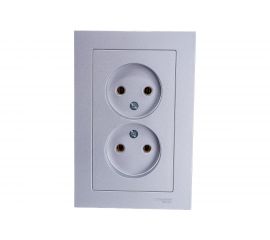 Двухместная розетка Schneider Electric ATLAS DESIGN без заземления 16А в сборе алюминий ATN000320 