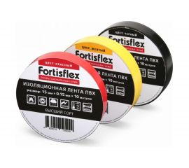 Изолента ПВХ FORTISFLEX 15 ммх0.15 ммх10 м красная 71226 