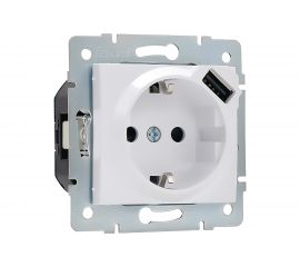 Розетка + USB разъём Lezard, KARINA, с/з, белая, 707-0288-181 