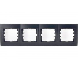 Четырехместная горизонтальная рамка Lezard KARINA без вставок, чёрный бархат 707-4200-149 