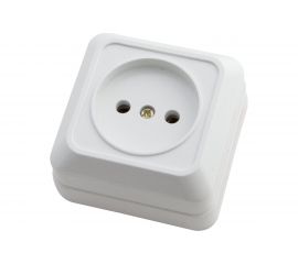 Одноместная розетка АБК-СИЛА без заземляющего контакта 16А 220В керамика "АЛЬТАИР" белая 5400301 