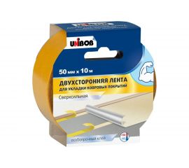 Двусторонняя клейкая лента UNIBOB Профи тканевая, для подогреваемых полов, 50 мм х 10 м 211744 