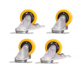 Набор из 4-х поворотных колес - желтый поливинилхлорид PVC диаметром 75 мм MOVERPLAT 75-PVCx4 