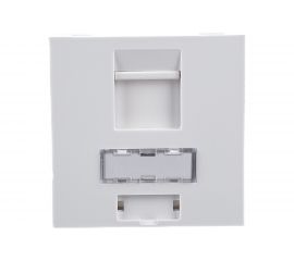 Модуль-адаптер/лицевая панель информационной розетки Экопласт, 45x45, RJ, 1 вход, белый 87013-1 