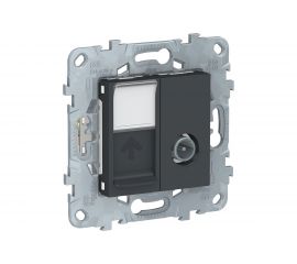 Одиночная TV + компьютерная RJ45 розетка Schneider Electric UNICA NEW категории 6 UTP, 2 модуля NU547054 