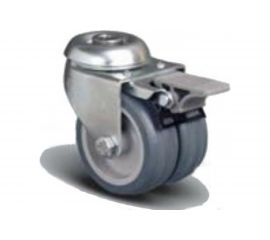 Колесо аппаратное сдвоенное под болт М10 с тормозом 75 мм MFK-TORG ET04 MKM 75 F 