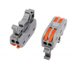 Проходная клемма REXANT с рычажком 2 полюса 0,08-4 мм2 с креплением на DIN-рейку серая 50 шт 07-5239 