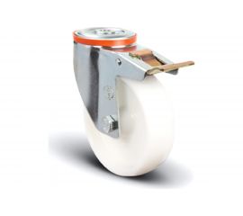 Колесо нейлоновое поворотное под болт М12 с тормозом 125 мм MFK-TORG EM04-ZKZ-125-F 