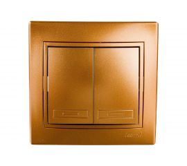 Двойной выключатель Lezard MIRA металлика золото, со вставкой 701-1313-101 