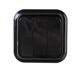 Выключатель Bylectrica3-клавишная, открытая установка, 6А, серия ПРАЛЕСКА, А056-137 черный 