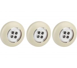 Фонарь ЭРА SB505 пушлайт, Аврора, 4xLED, 3xAAA, слоновая кость, 3 штуки в коробке Б0029185 