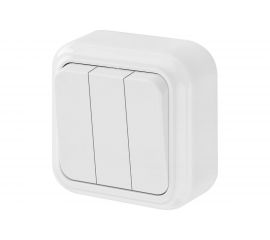 Выключатель Bylectrica 3-клавишная, открытая установка, 6А, серия ПРАЛЕСКА, белый, А056-137 