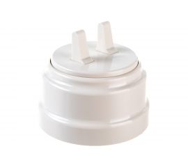 2-клавишный тумблерный выключатель Bylectrica А510-2204 10А открытой установки, серия РЕТРО, бежевый, А510-2204 бежевый 