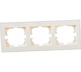 Трехместная горизонтальная рамка LEZARD RAIN крем с бок. вст. 703-0303-148 