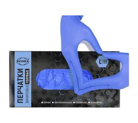 Виниловые неопудренные перчатки AVIORA голубые, размер L, 100 шт 402-917 